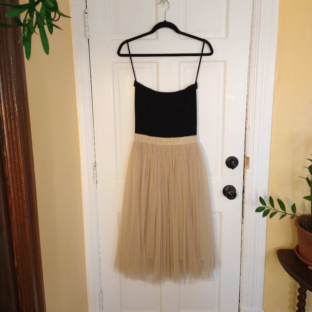 Alythea Midi Black and Cream Tulle Dress